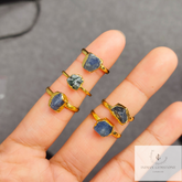 Natural Sapphire Ring, 14K Gold Plated Ring, Electroplated Ring, Raw Sapphire Ring, Statement Ring, Unique Ring, Dainty Ring, Gift For Women